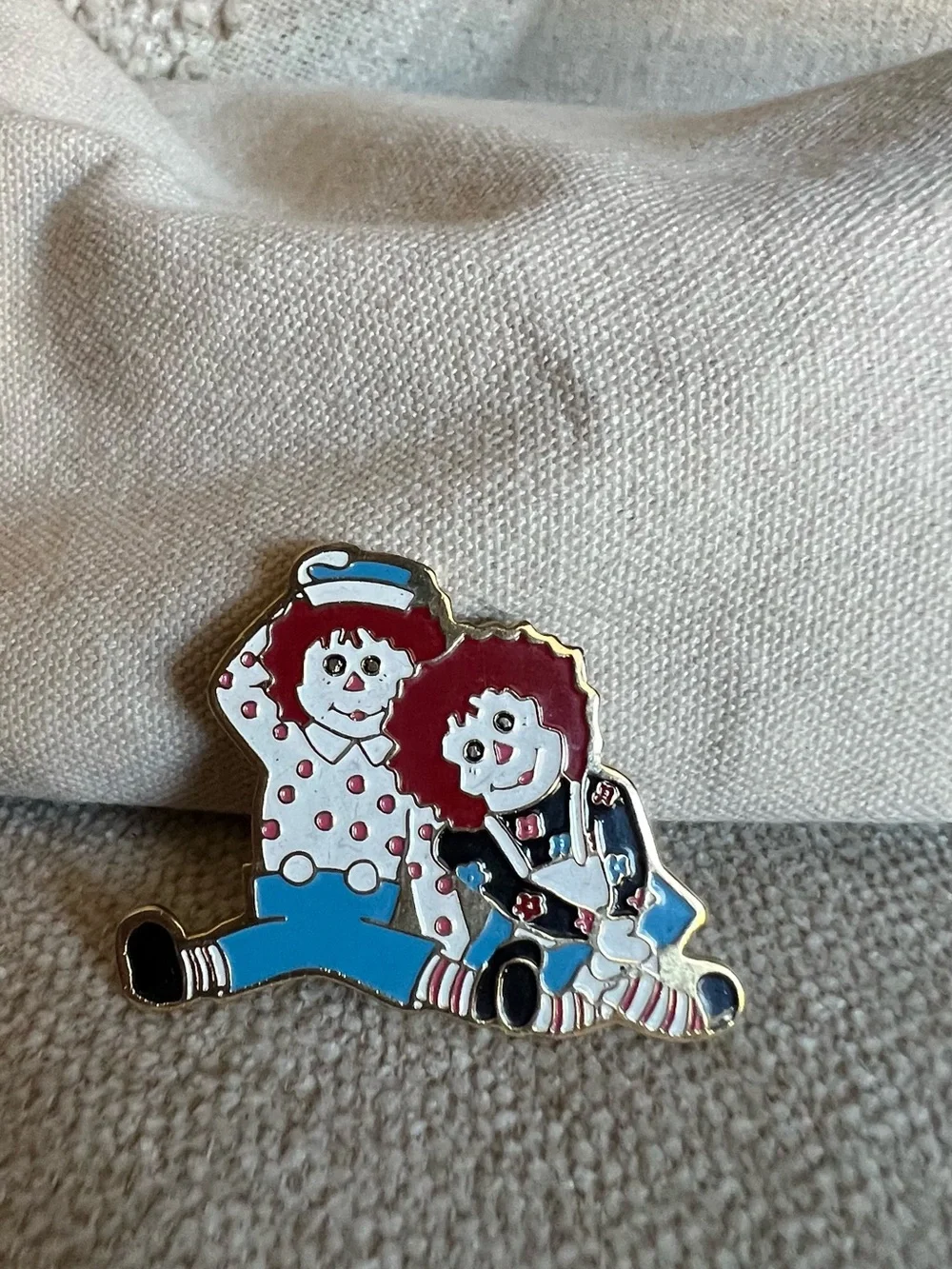 Vintage Raggedy Ann and Andy Doll Pin - Brooch